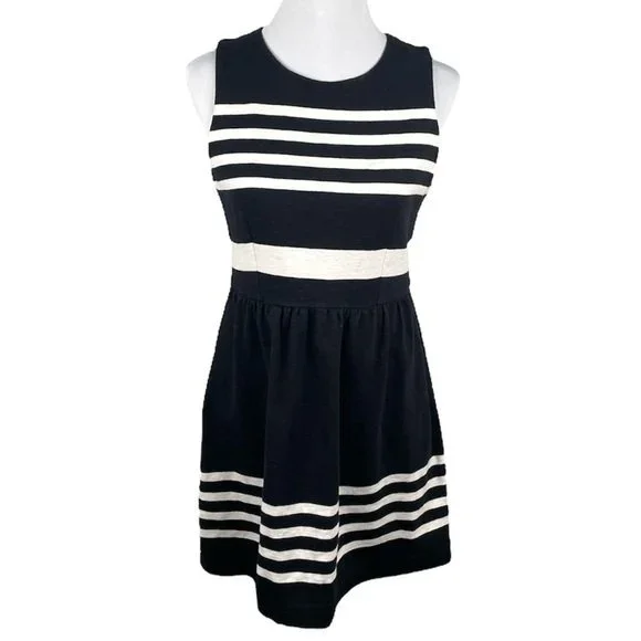 black and white striped flare dress Black Stripe Fit & Flare Mini Dress